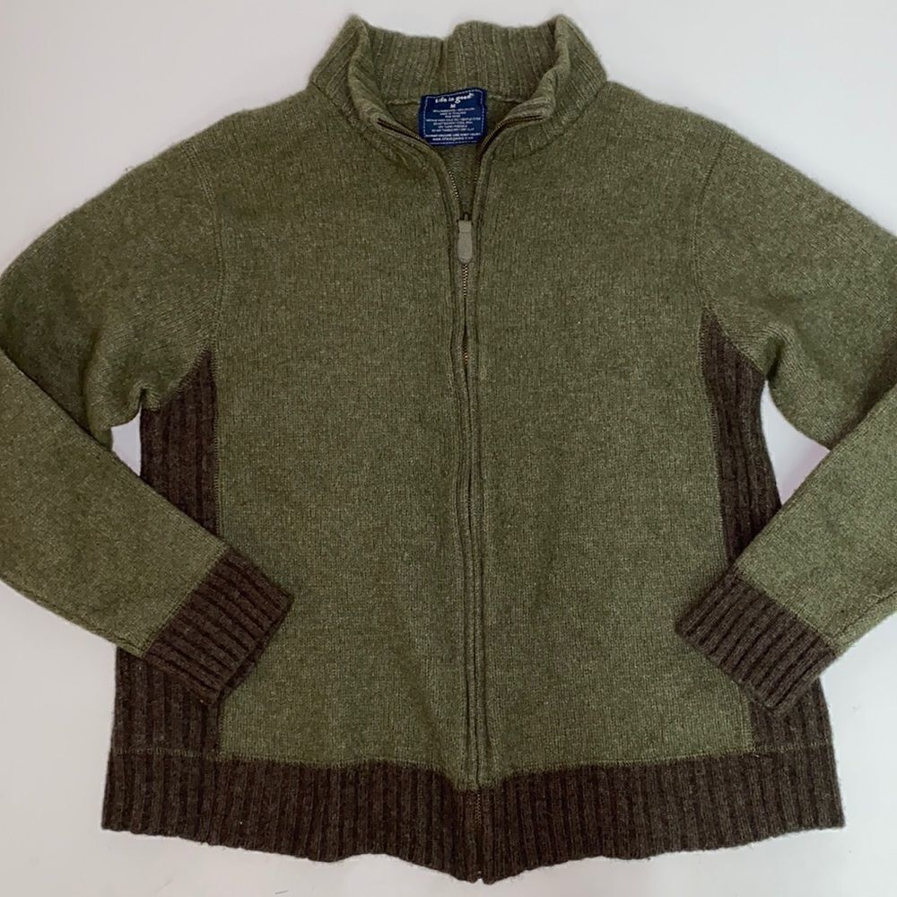 Life is Good‎ 80% Lambs Wool Full Zip Fisherman Core Sweater Size M